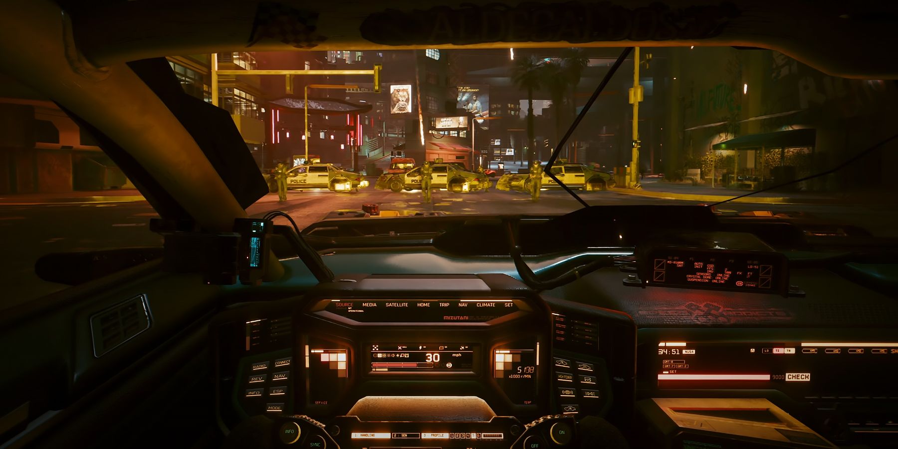 Cyberpunk 2077 Gamescom 2023 trailer police barricade screenshot