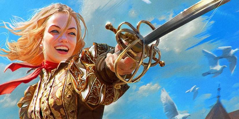 A rapier wielding swashbuckler, grinning widely.