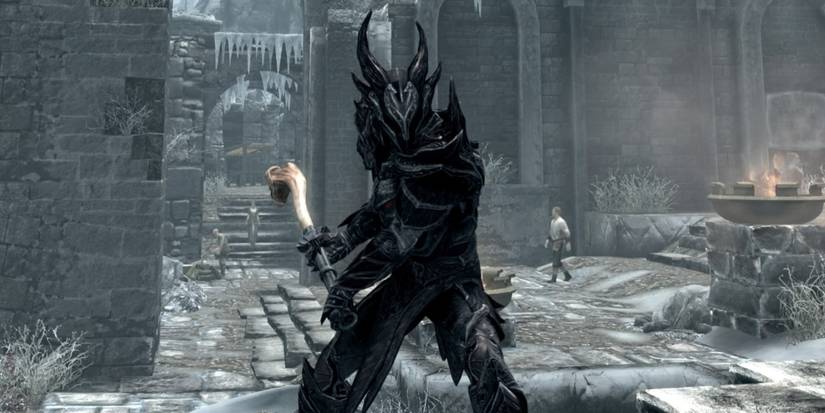 daedric armor and dragon warhammer