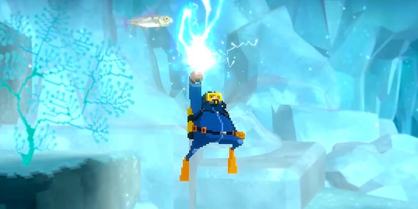 Dave using lightning powers underwater