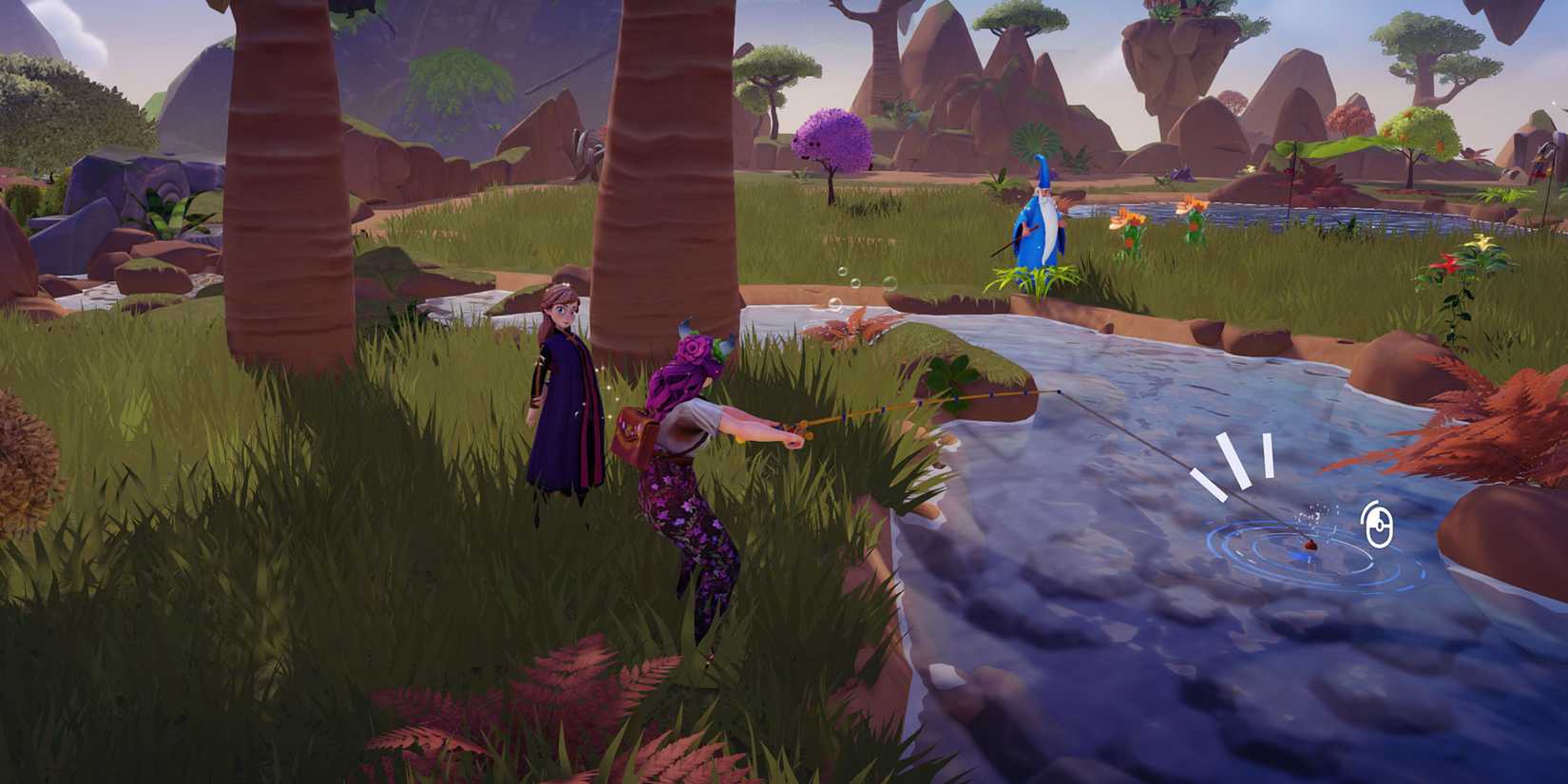 Fishing in Sunlit Plateau in Disney Dreamlight Valley.