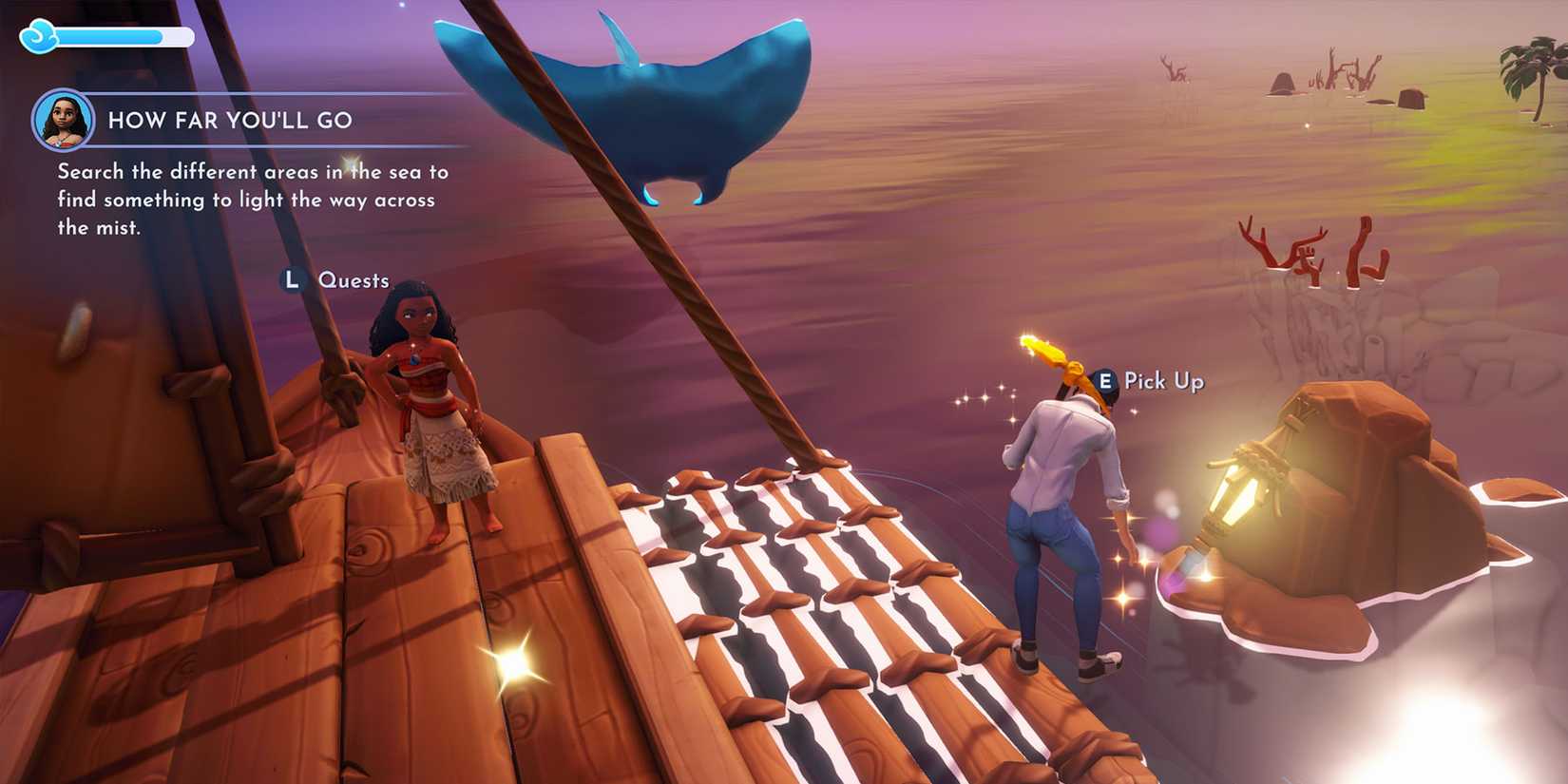 Moana's quest How Far You'll Go in Disney Dreamlight Valley.