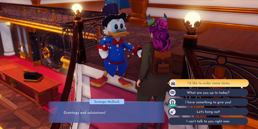 Ordering from Scrooge's Catalog in Dreamlight Valley.