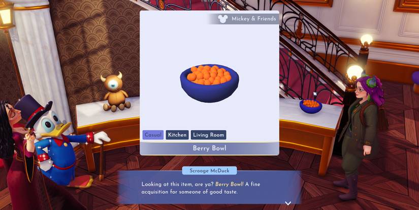 Shopping at Scrooge's Store in Disney Dreamlight Valley.