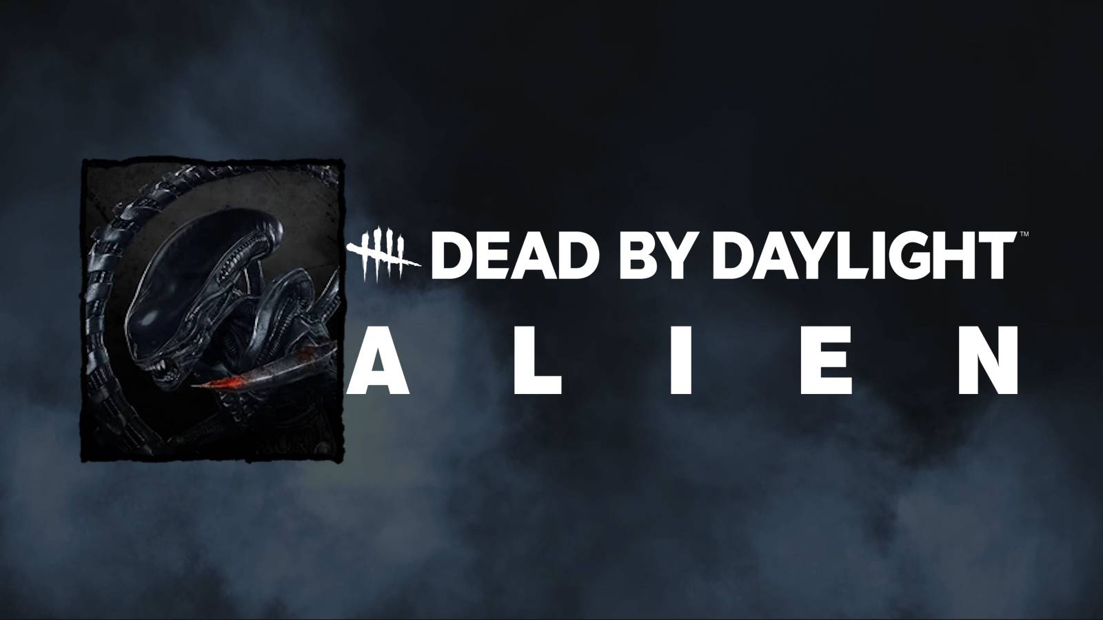 dead by daylight alien logo fog background logo xenomorph portrait