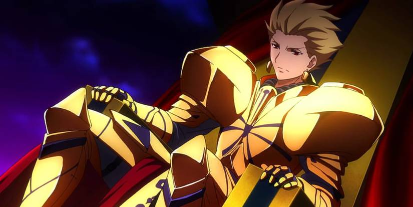 Gilgamesh sitting on his throne in Fate/Zero 