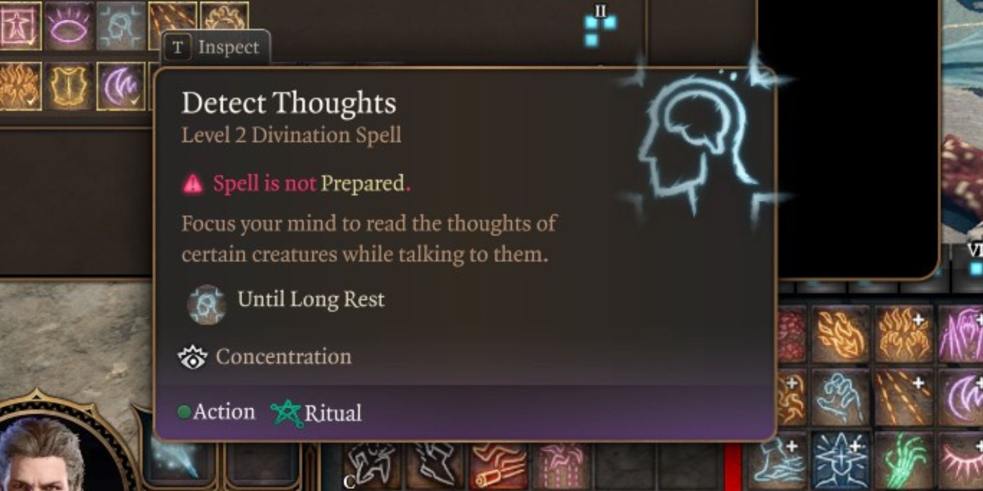 Detect Thoughts spell in Baldur's Gate 3