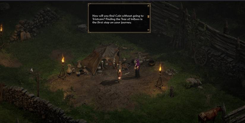 a scene from diablo 2 with characters talking to each other