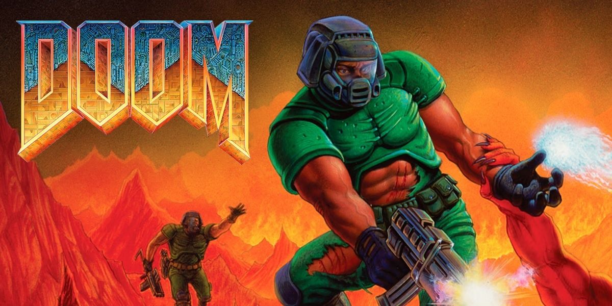 Doomguy luchando contra los demonios 