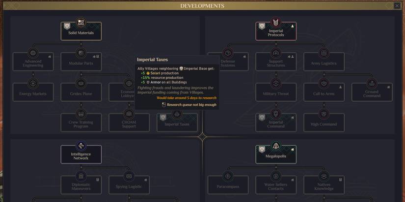 Dune Spice Wars Developments Imperial Taxes