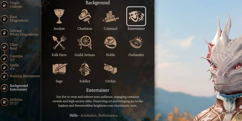 The Entertainer background in Baldur's Gate 3