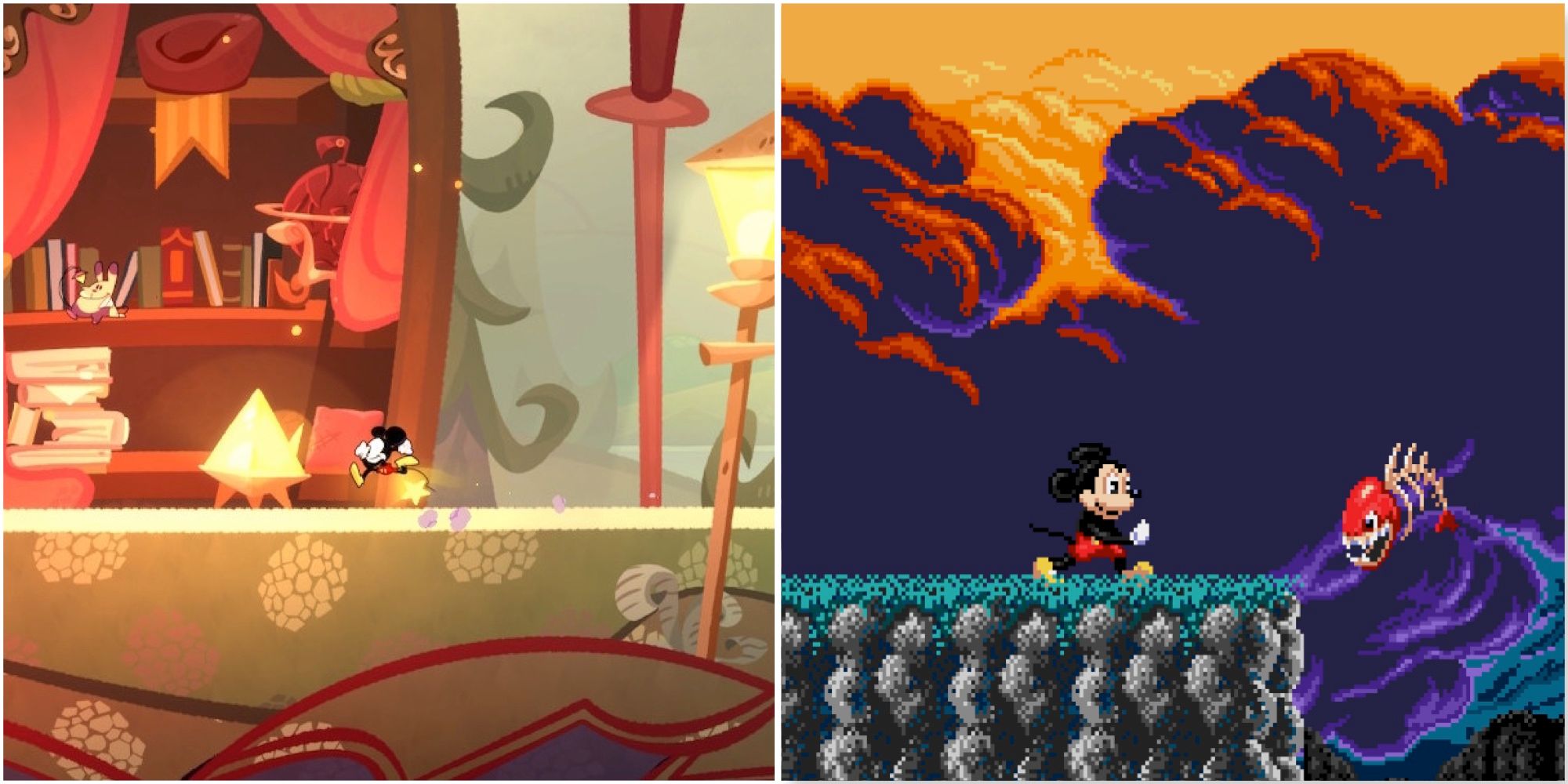 Exploring a level in Disney Illusion Island and Castle Of Illusion