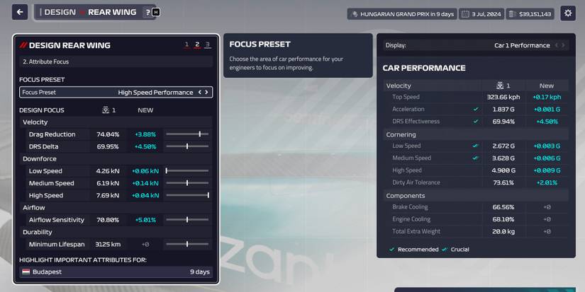 F1 Manager 2023 Best Upgrades Rear Wing