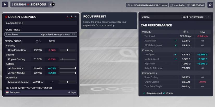 F1 Manager 2023 Best Upgrades Sidepods