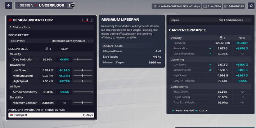 F1 Manager 2023 Best Upgrades Underfloor