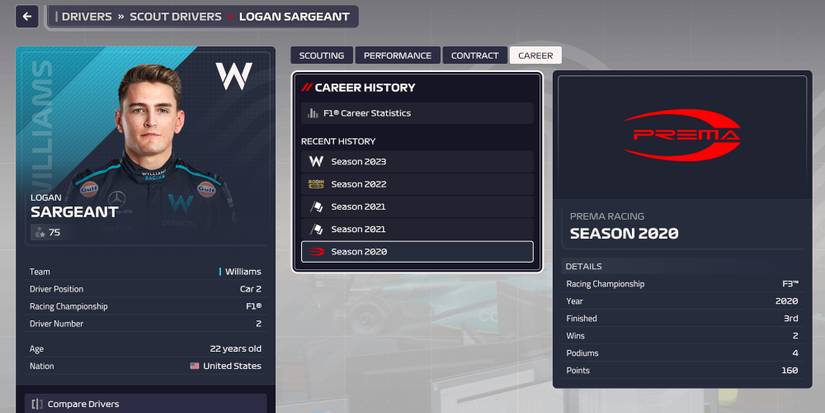 F1 Manager 2023 Young Drivers Logan Sargeant