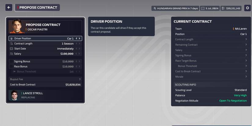 F1 manager 23 Replacement Drivers Contracts