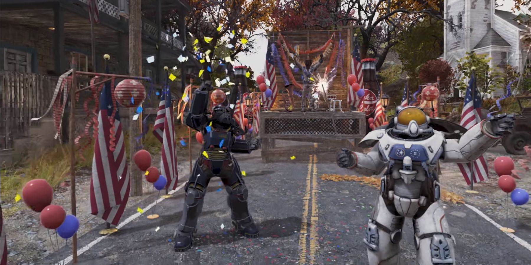 Imagen que muestra una fiesta en la actualización de la temporada 14 de Fallout 76.