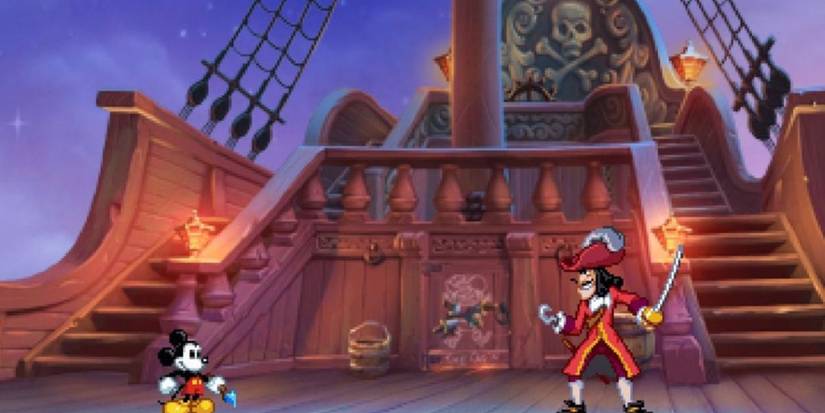 Fighting a boss in Epic Mickey Power Of Illusion