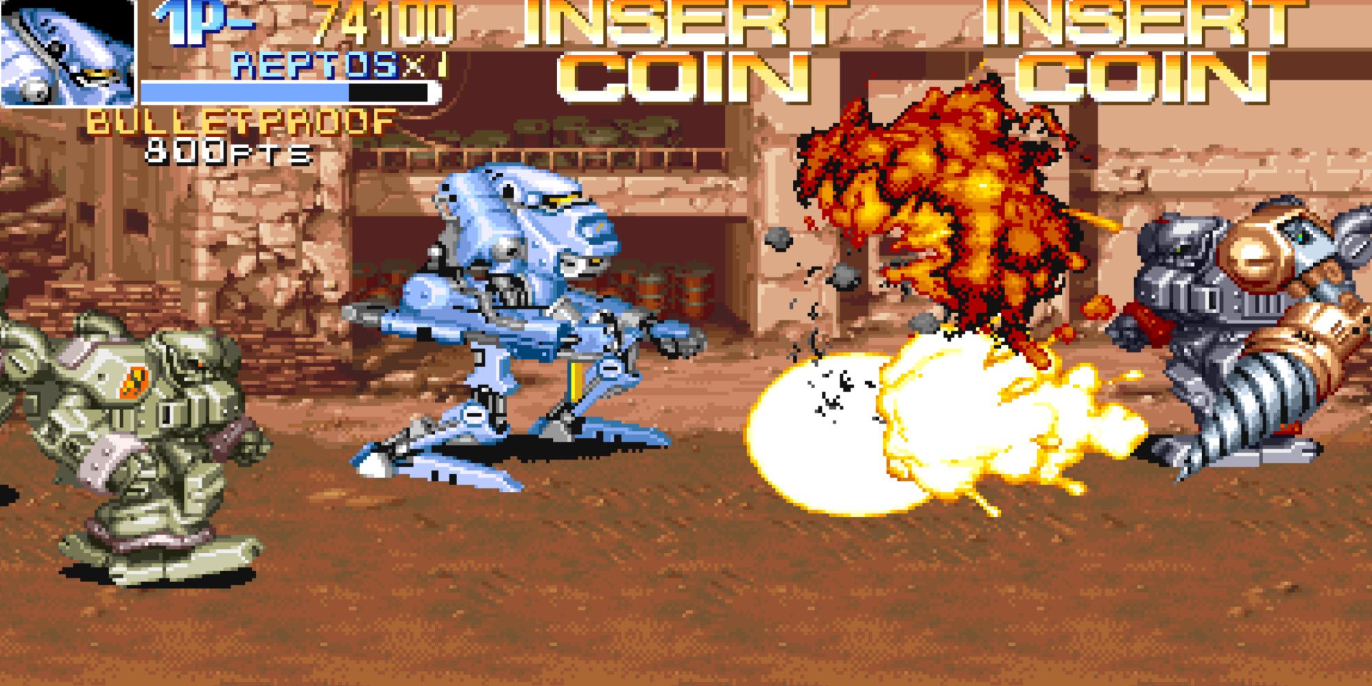 Fighting enemies in Armored Warriors