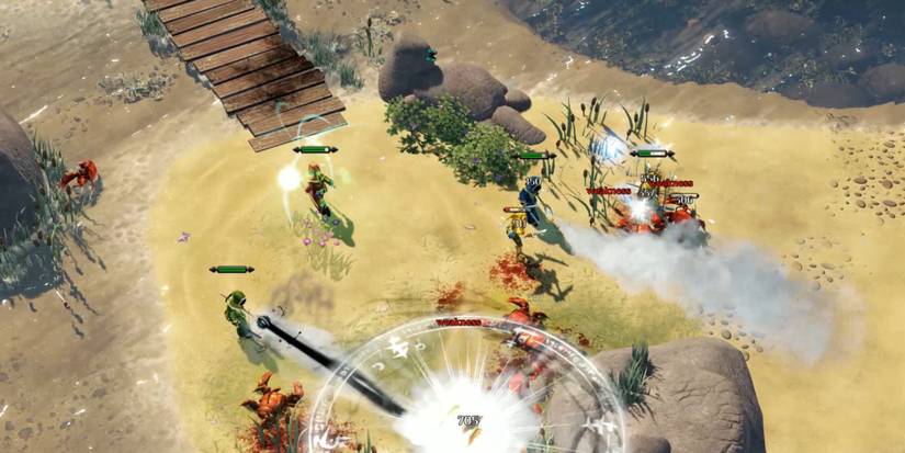 Fighting enemies in Magicka 2