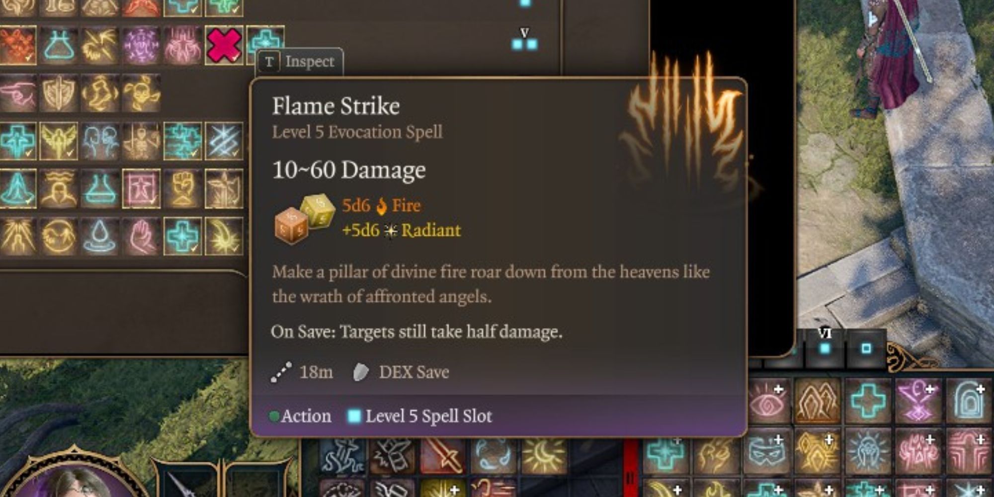 The Flame Strike spell in Baldur's Gate 3