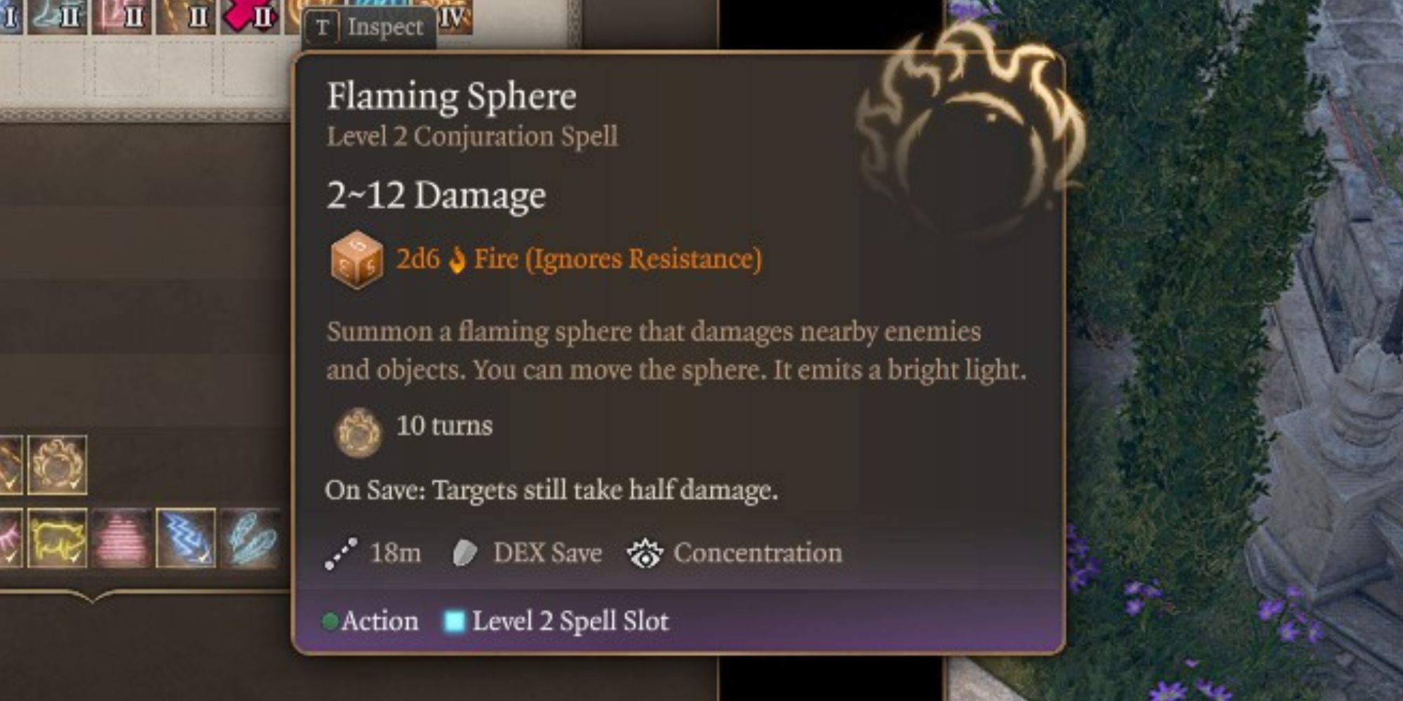 The Flaming Sphere spell in Baldur's Gate 3