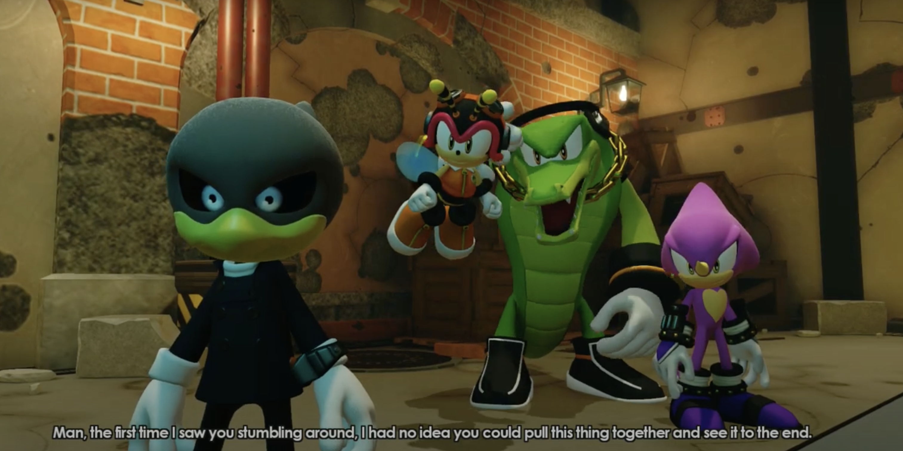 The Rookie prepares to say goodbye to the heroes at the end of Sonic Forces