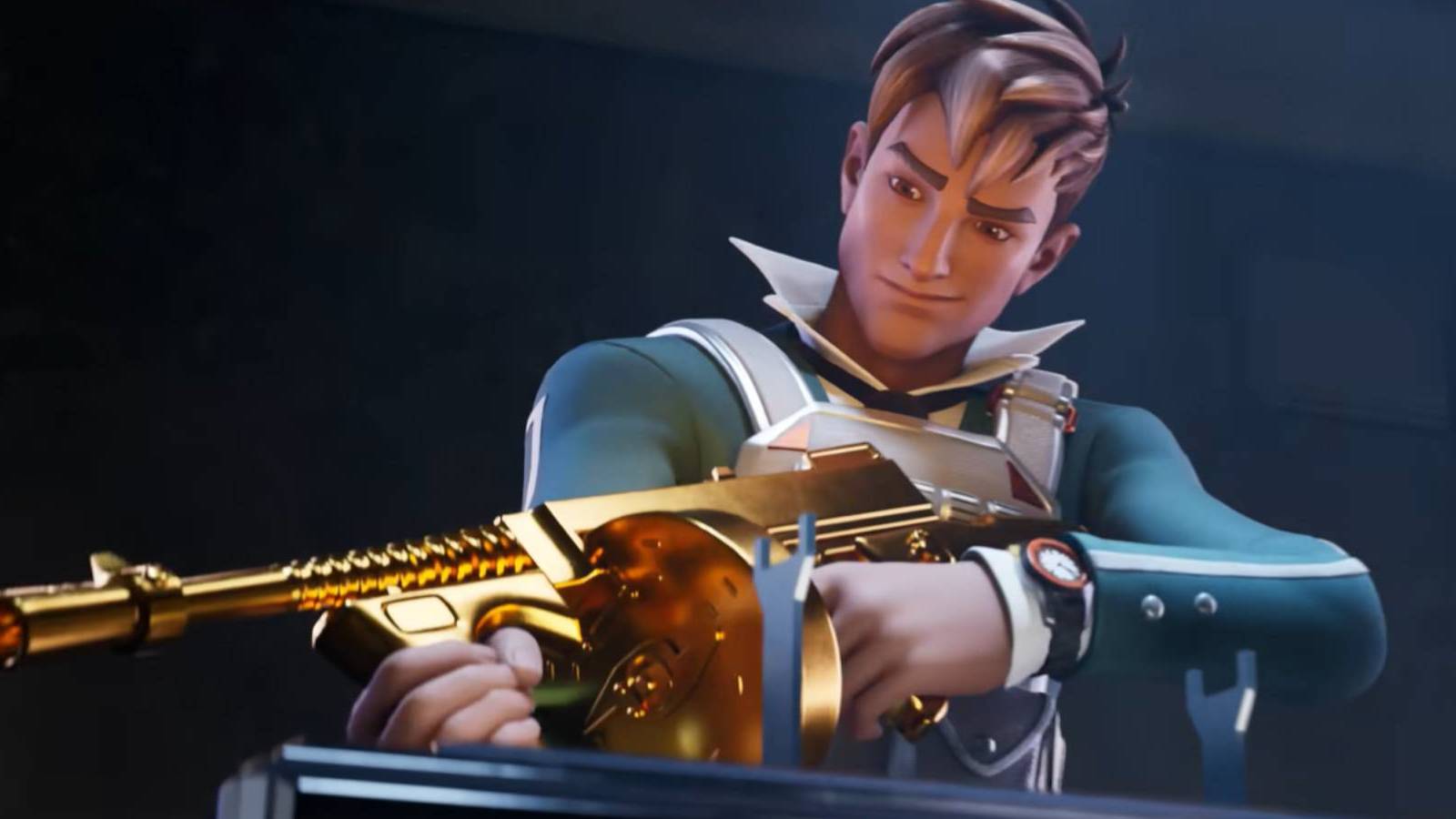 Nolan Chance with Midas' Drum Gun in Fortnite Chapter 4 Season 4's trailer