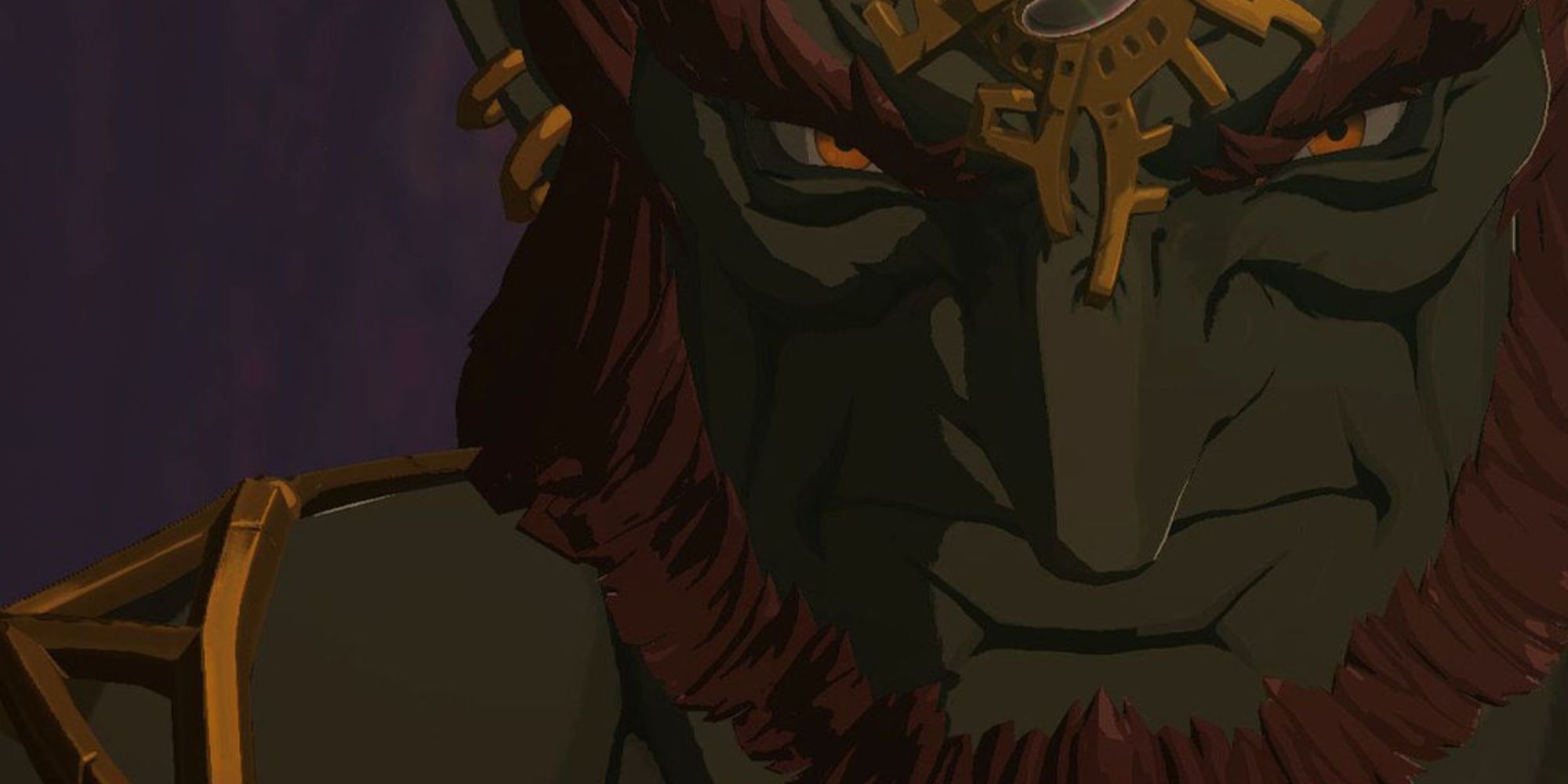 A close-up of Ganondorf grimacing