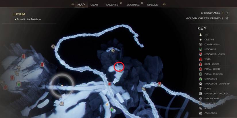 Golden Chest and Shroudfane map location in Immortals of Aveum