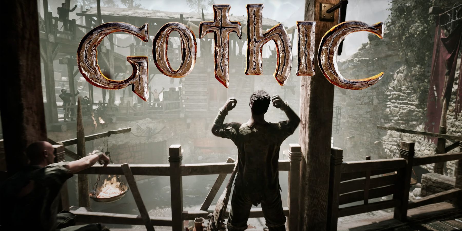 Gothic 1 Remake Welcome to the Old Camp Trailer arena screenshot with game logo