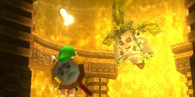Link meeting a Great Fairy in Majora's Mask
