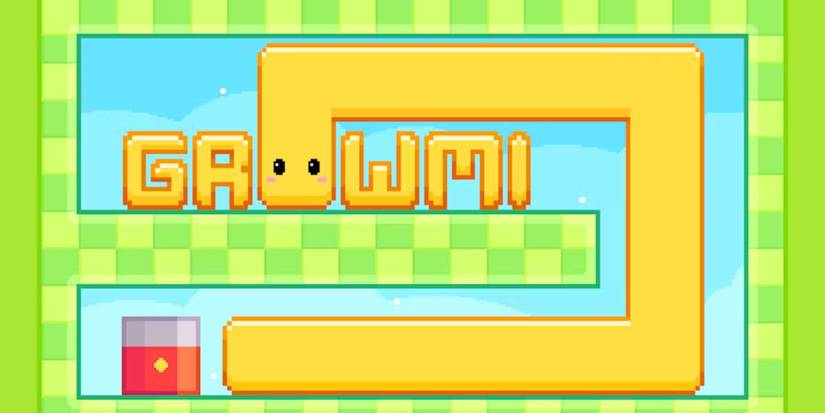 Growmi worm and game title green background