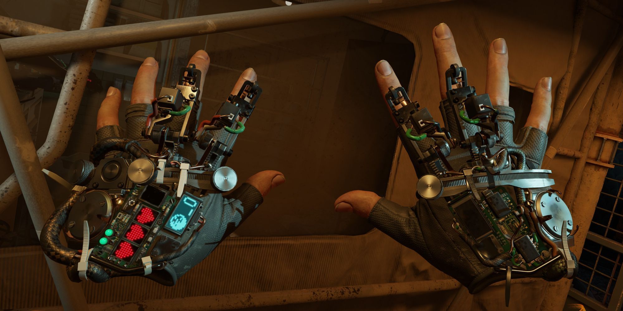A player looking at their hands in Half-Life: Alyx