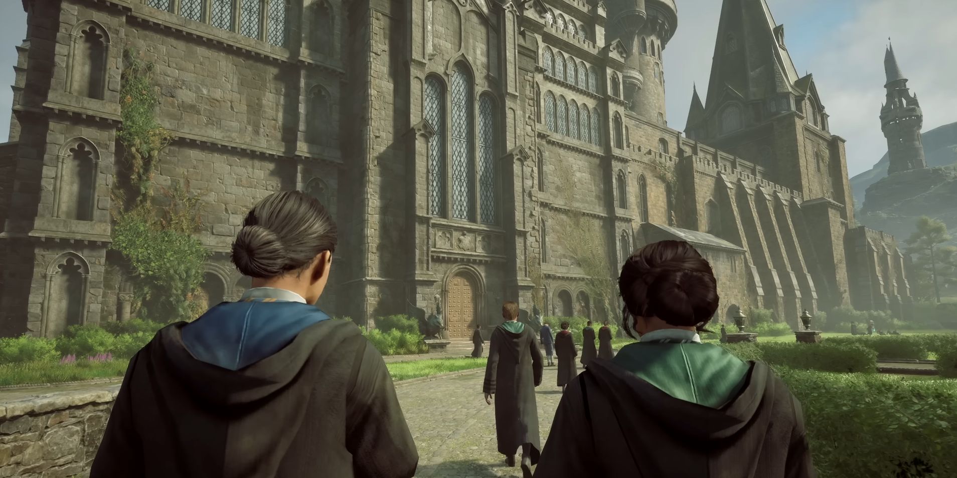 hogwarts legacy launch trailer outside castle