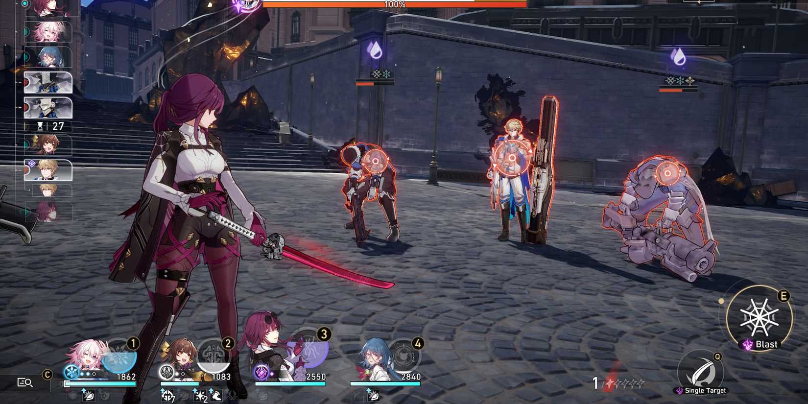 Kafka fighting in Honkai: Star Rail