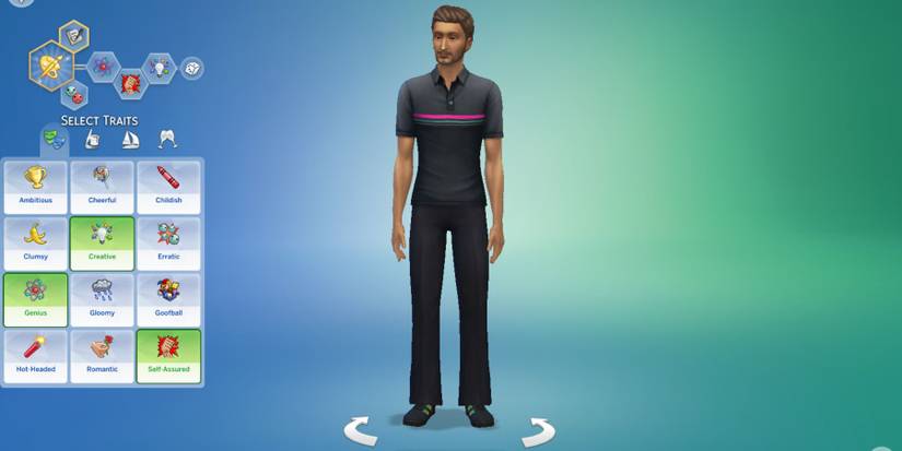 cas mode sims 4 traits selection