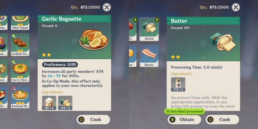 how to make garlic Baguette Genshin Impact