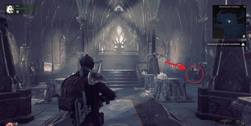 The entrypoint for the Shattered Gallery Locked Door puzzle in Remnant 2