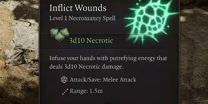 baldurs gate 3 inflict wounds spell
