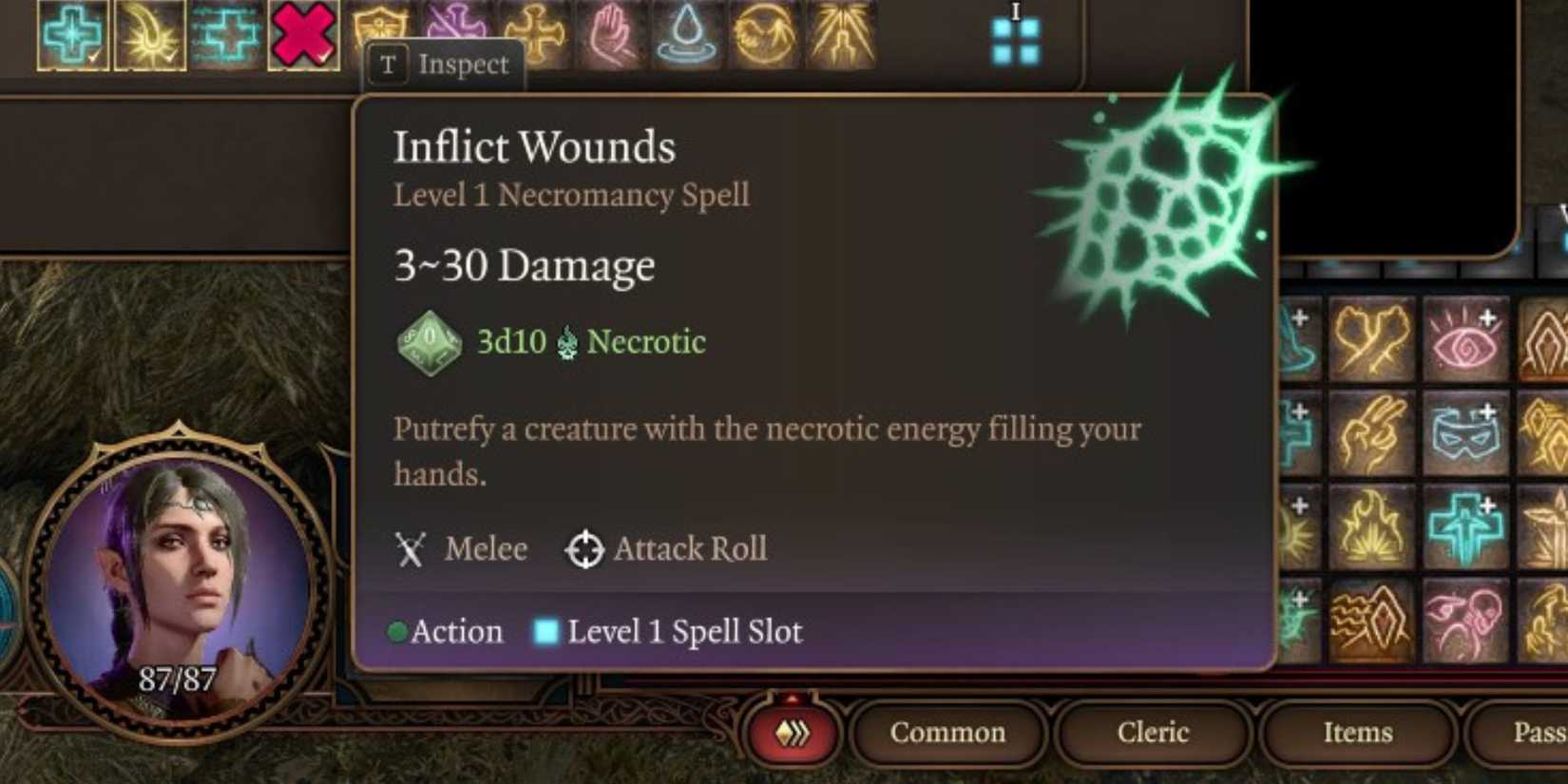 The Inflict Wounds spell in Baldur's Gate 3