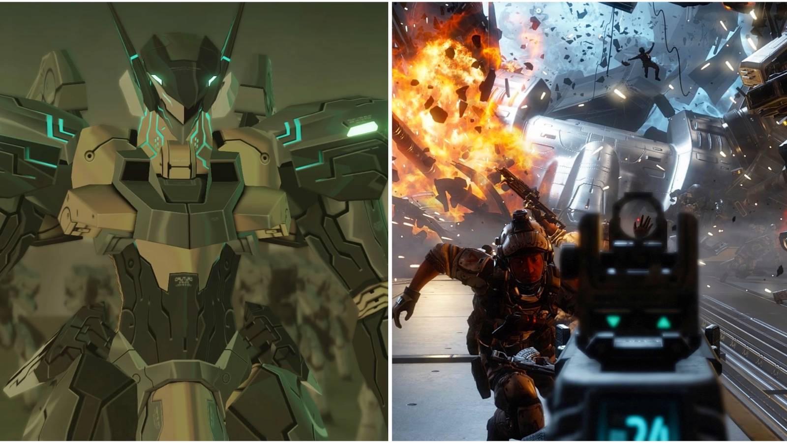 Jehuty in Zone Of The Enders The Second Runner and Fighting enemies in Titanfall 2