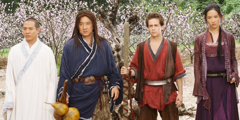 Jet-Li-Jackie-Chan-Michael-Angarano-and-Liu-Yifei-in-The-Forbidden-Kingdom