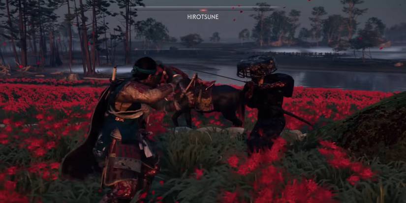 Jin Sakai dueling against one of the Six Blades of Kojiro