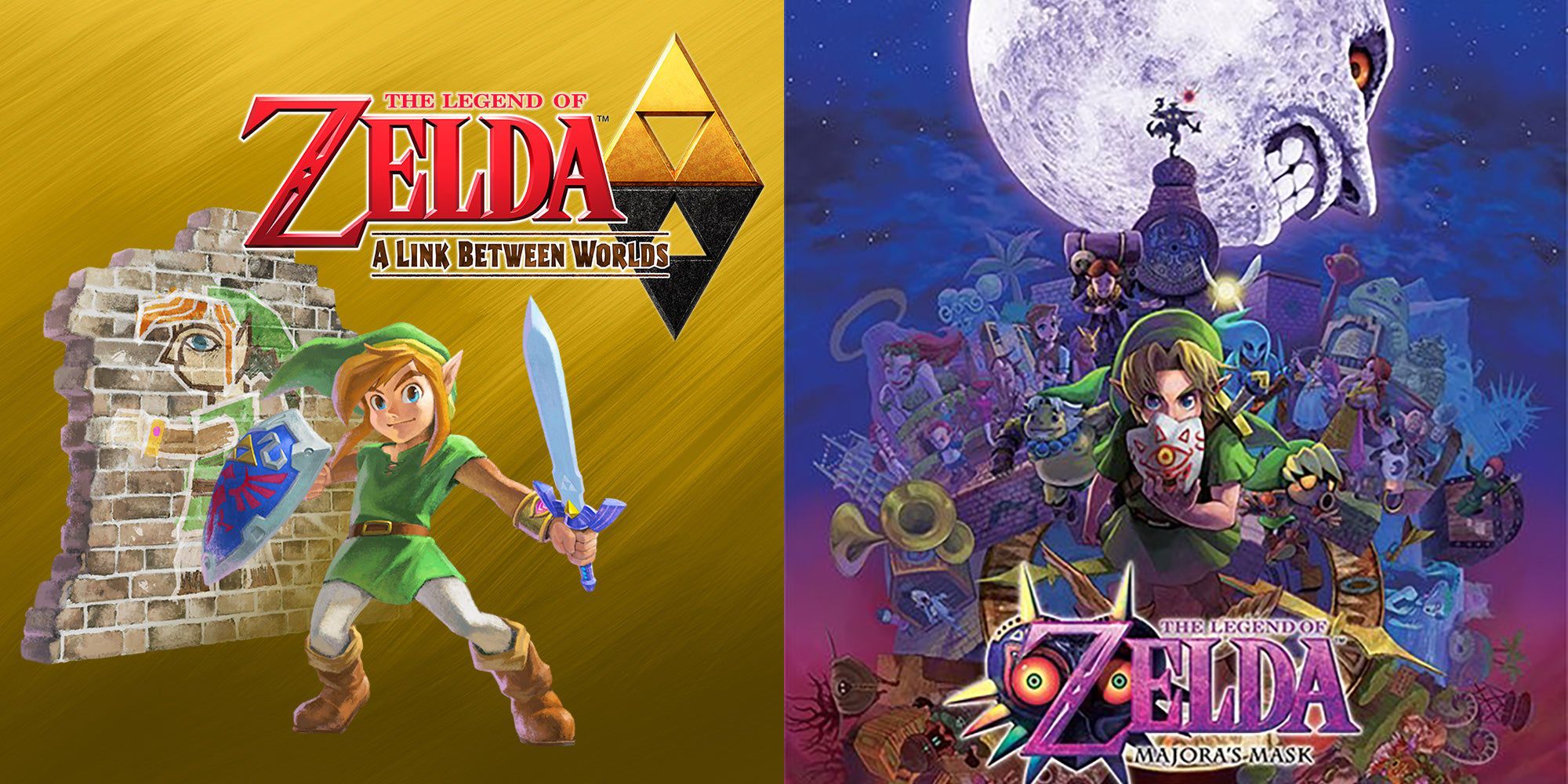 the legend of zelda a link between worlds and majora's mask game covers