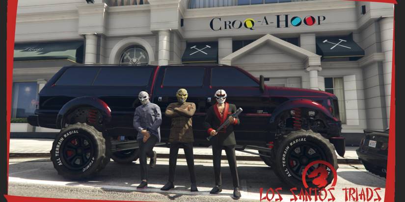 los santos triads outside a van with guns