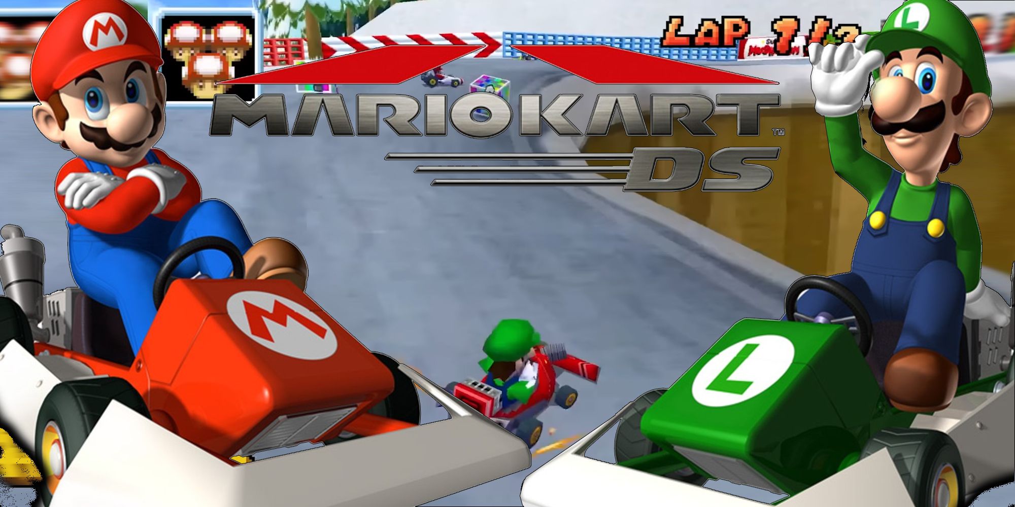Mario Kart DS (2005) Mario and Luigi on the cover