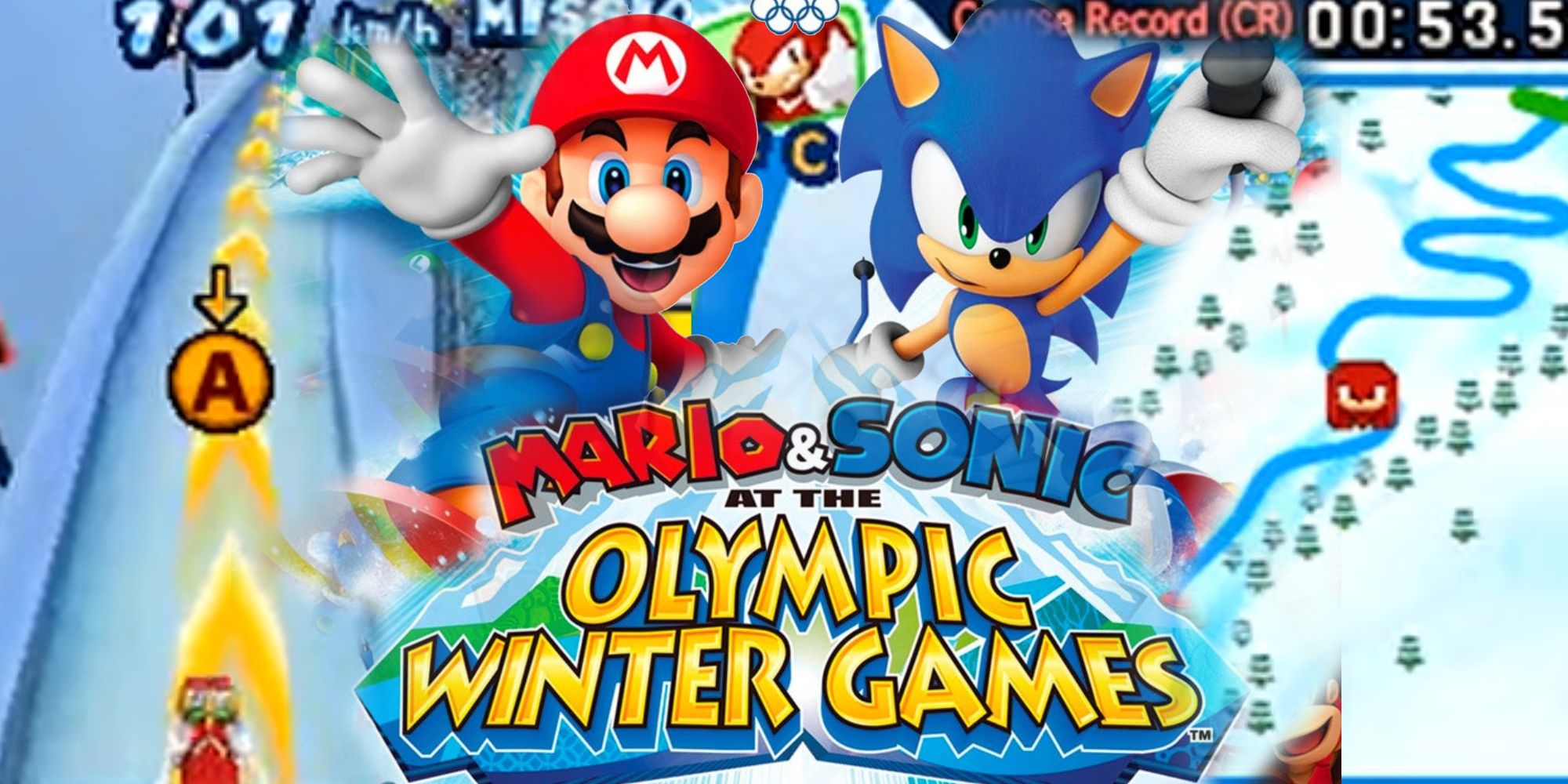 Mario & Sonic at the Olympic Winter Games (2009) mascot characters on the ice sledding event-1