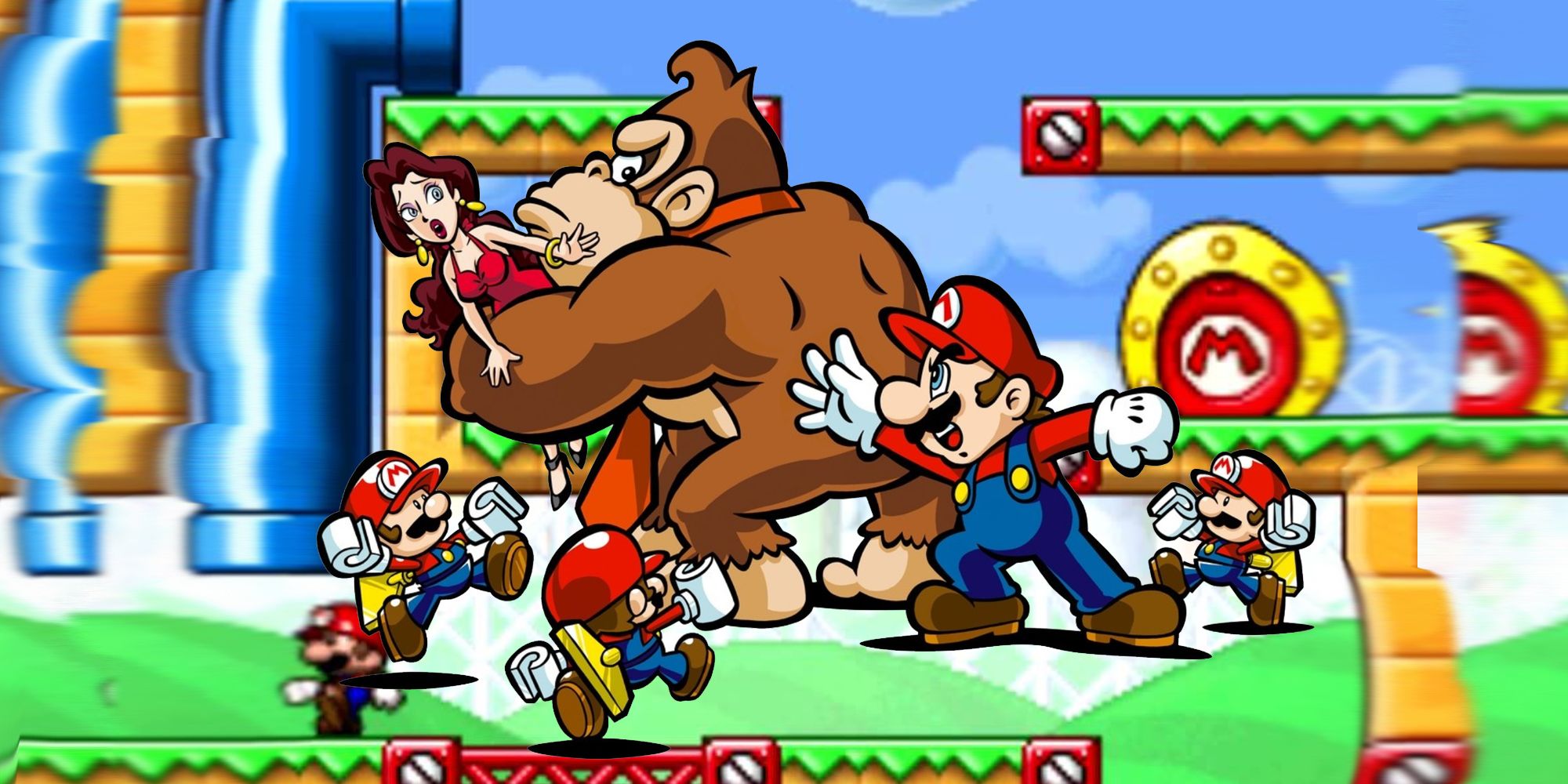 Mario vs Donkey Kong Mini-Land Mayhem Pauline carried away mini marios around